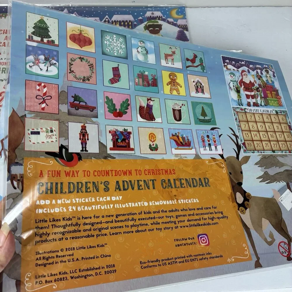 Kids Christmas Sticker Advent Calendar Holiday Countdown- Lot Of 3 NEW